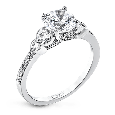 Engagement Ring in 18K Gold with Diamonds White 18K Gold Semiw Engagement Ring in 18K Gold with Diamonds White 18K Gold Semiw