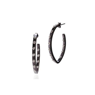 Image of Oval Studded Pointe Hoop Earrings